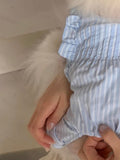 ストライプフリルロンパース